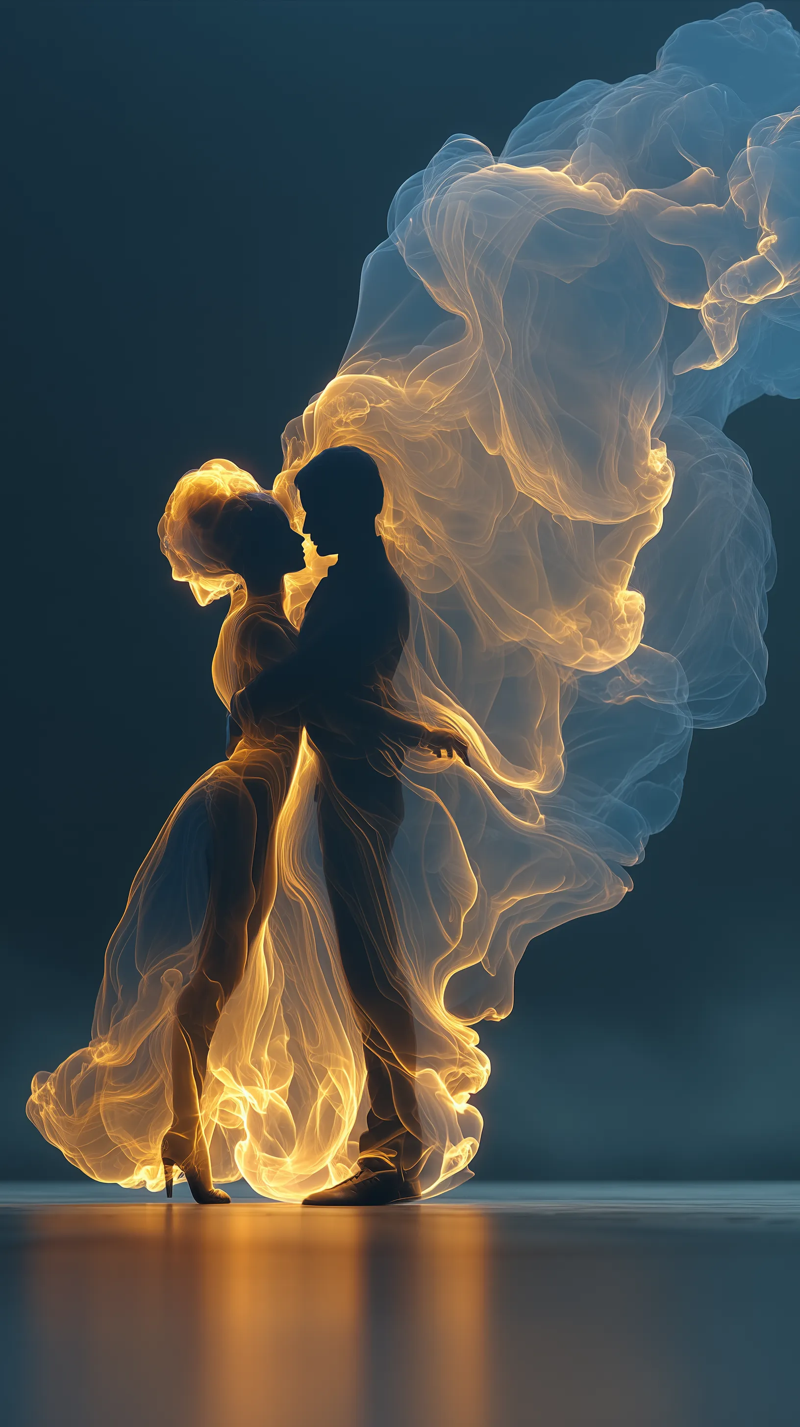 2 dancers entirely made of smoke dancing salsa 2 dancers entirely made of smoke dancing salsa

