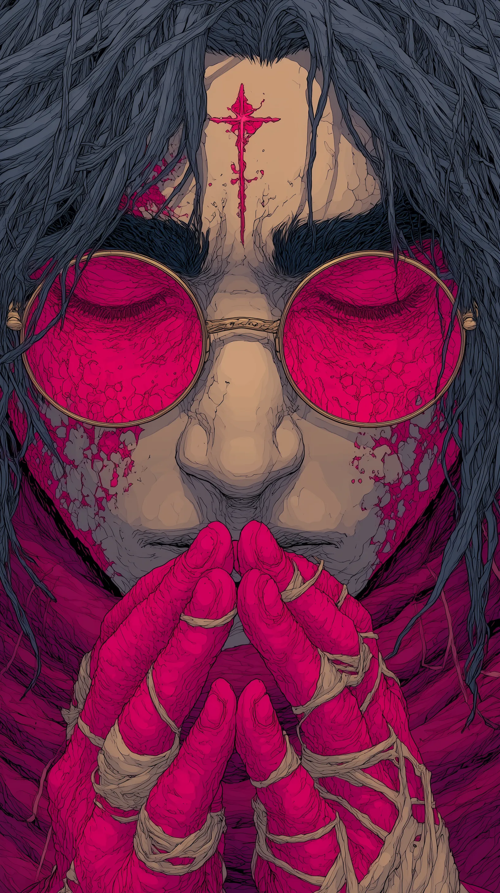 Hexweaver's Binding, web ensared hands, Hexweaver's Binding, web ensared hands, dark magic, portrait, 90's animated dark fantasy, gothic, cinematic, cel shading, 2d

